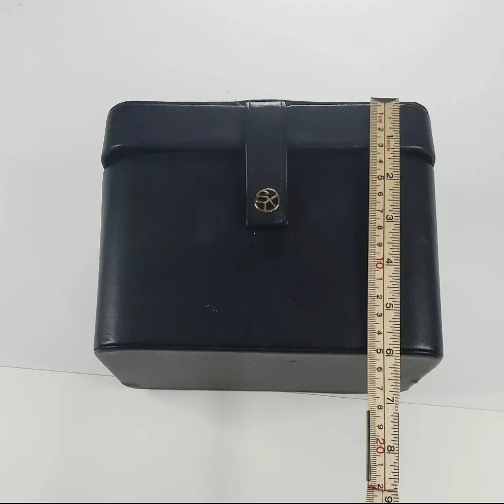 Sonia Kashuk Small Makeup Carrier Faux Leather Black Square Magnetic Enclosure